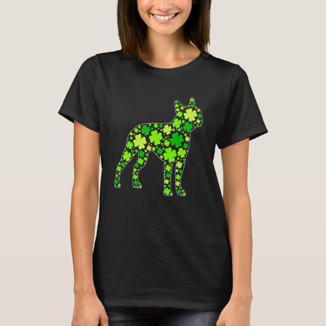 Camiseta Funny Puppy Shamrock Boston Terrier Dog St Patrick (Anverso)