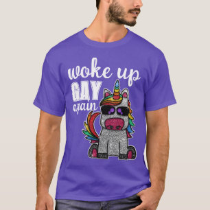 Camiseta Funny Purpurina de Rainbow Unicorn despertó de nue