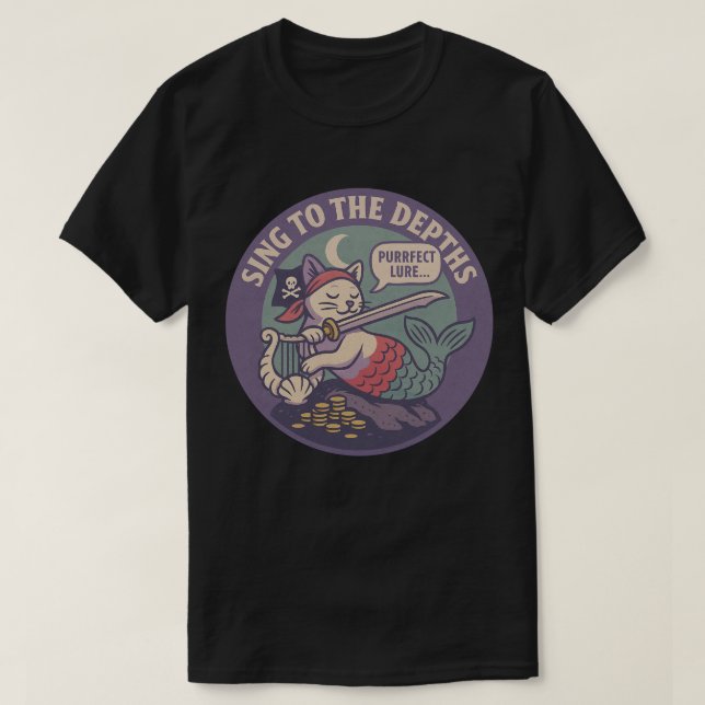 Camiseta Funny Purr-maid Pirate Cat Art (Diseño del anverso)