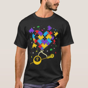 Camiseta Funny Puzzle Heart Lacrosse Autism Awareness Men W