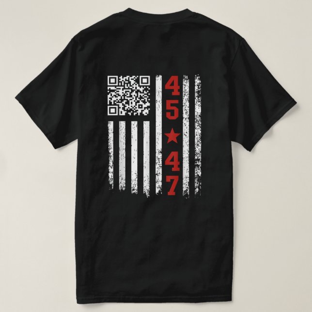 Camiseta Funny QR presidente Trump 45/47 código de baile de (Reverso del diseño)