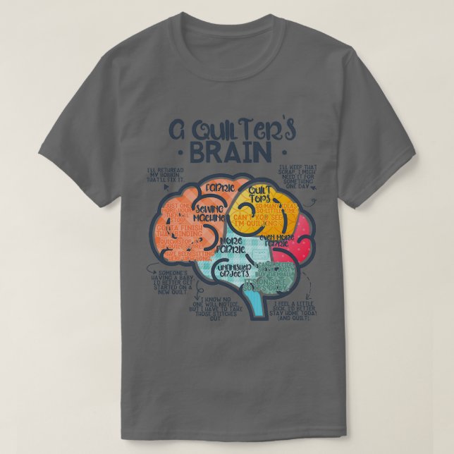 CAMISETA FUNNY QUILTERS CEREBRO QUILT QUILTING COWWER STITC (Diseño del anverso)