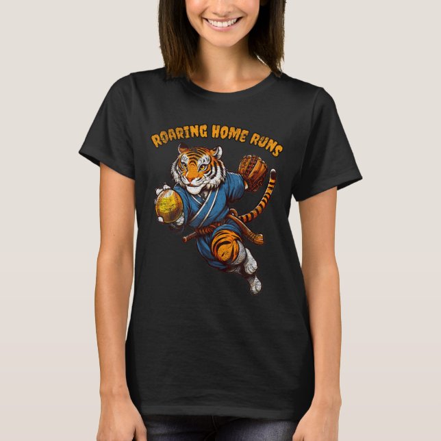 Camiseta Funny Quote Roaring Home Run Ball Retro Tiger Love (Anverso)