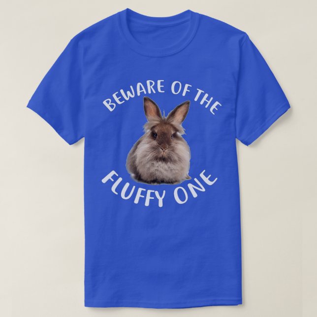 Camiseta Funny Rabbit , Beware Of Fluffy Lionhead Bunny  (Diseño del anverso)