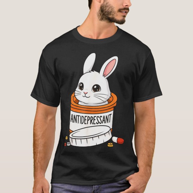 Camiseta Funny Rabbit Bunny Anti Depressant Zoo Boys Girls  (Anverso)