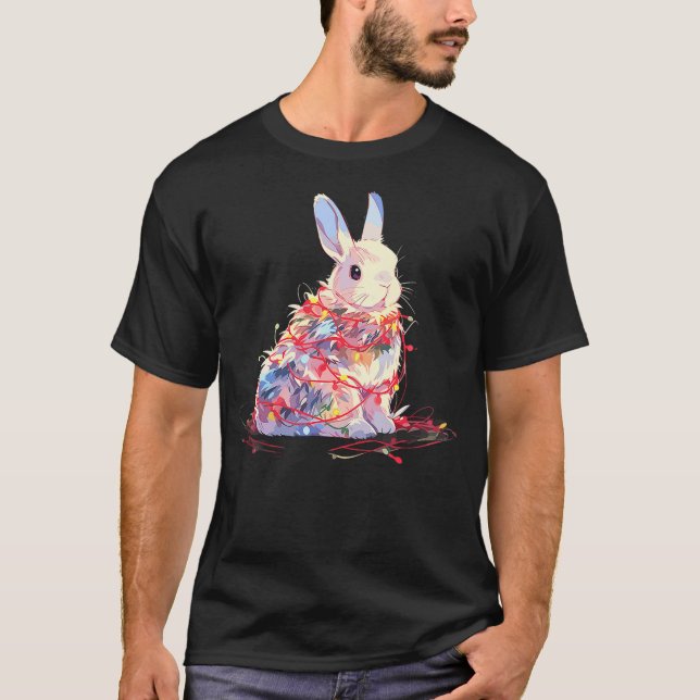 Camiseta Funny Rabbit Bunny Christmas Tree Lights Xmas Boys (Anverso)