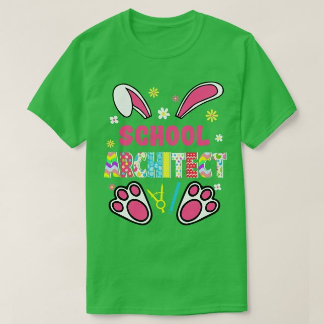 Camiseta Funny Rabbit School Architect Eggn Bunn Easter Day (Diseño del anverso)