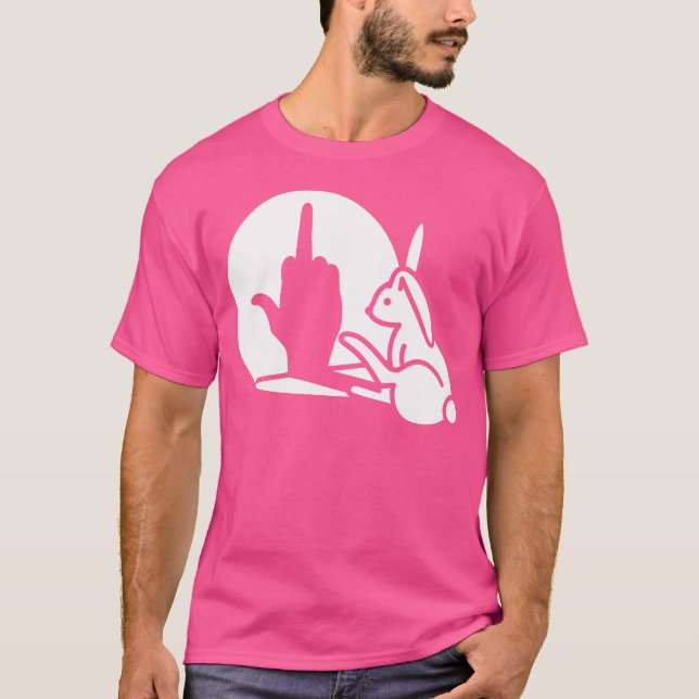 Camiseta Funny Rabbit Shadow Hand Middle Finger Sign The Fi (Anverso)