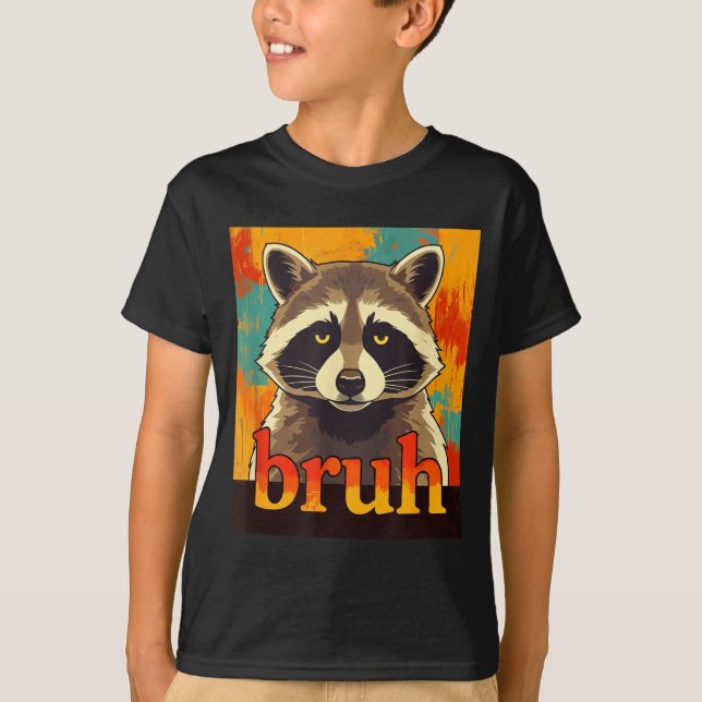 Camiseta Funny Raccoon Bruh Meme Teens Boys Girls Men Graph (Anverso)
