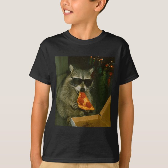 Camiseta Funny Raccoon Eating Zza Animal Meme  (Anverso)