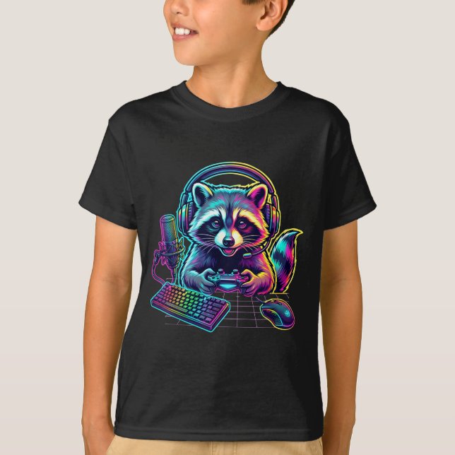Camiseta Funny Raccoon Gamer Video Game Gaming Lover  (Anverso)