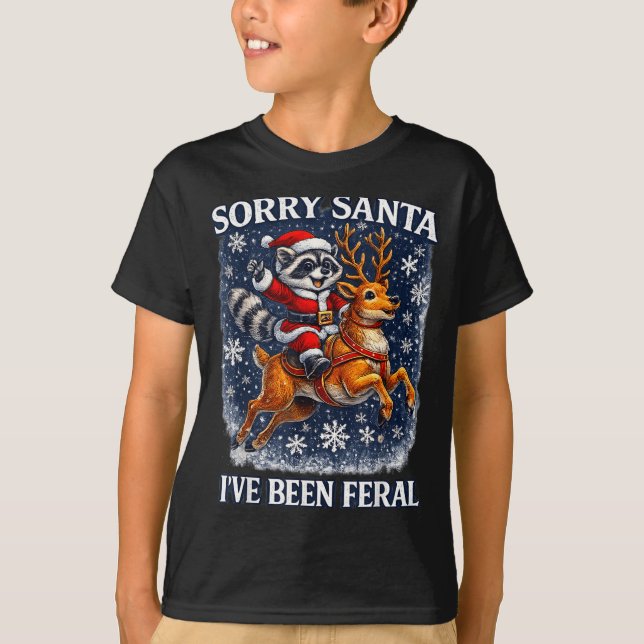 Camiseta Funny Raccoon Riding Reindeer Sorry Santa Christma (Anverso)