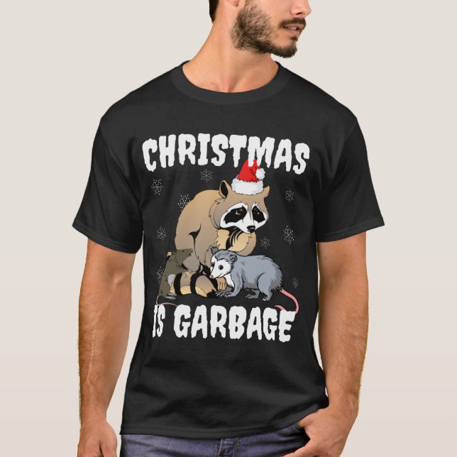 Camiseta Funny Raccoon Trash Gang Festious Memes Navidades (Anverso)