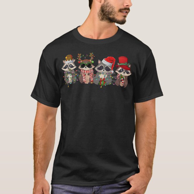 Camiseta Funny Racoon Christmas Santa Hat Xmas Animal Racoo (Anverso)