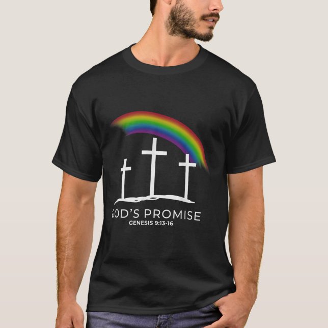 Camiseta Funny Rainbow Christ Cross - Christian Quote God's (Anverso)