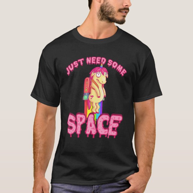 Camiseta Funny Rainbow Rocket Unicorn (Anverso)