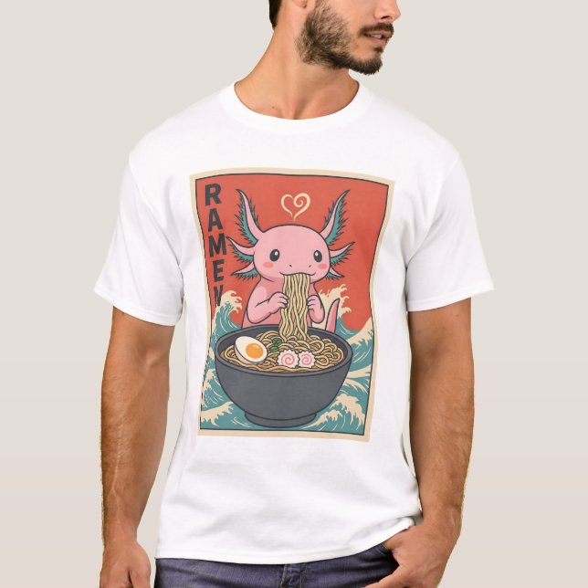 Camiseta Funny Ramen Axolotl Noodle Lover Cute Creature (Anverso)
