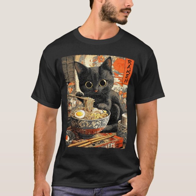 Camiseta Funny Ramen Cat Noodle Lovers Anime Otaku  (Anverso)