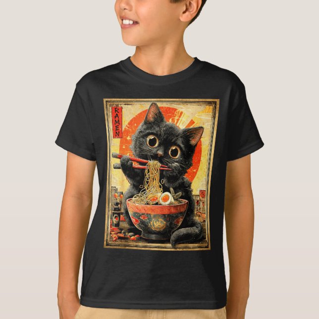 Camiseta Funny Ramen Cat Noodle Lovers Anime Otaku  (Anverso)