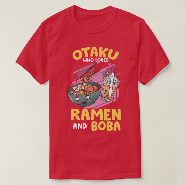 Camiseta Funny Ramen y Boba Lover - Kawaii Bubble Tea Ram (Diseño del anverso)