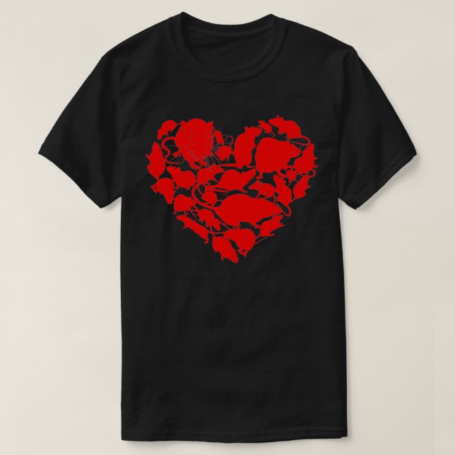 Camiseta Funny Rat Heart Couple El día de San Valentín Rat  (Diseño del anverso)