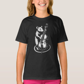 Camiseta Funny rat is playing the double bass