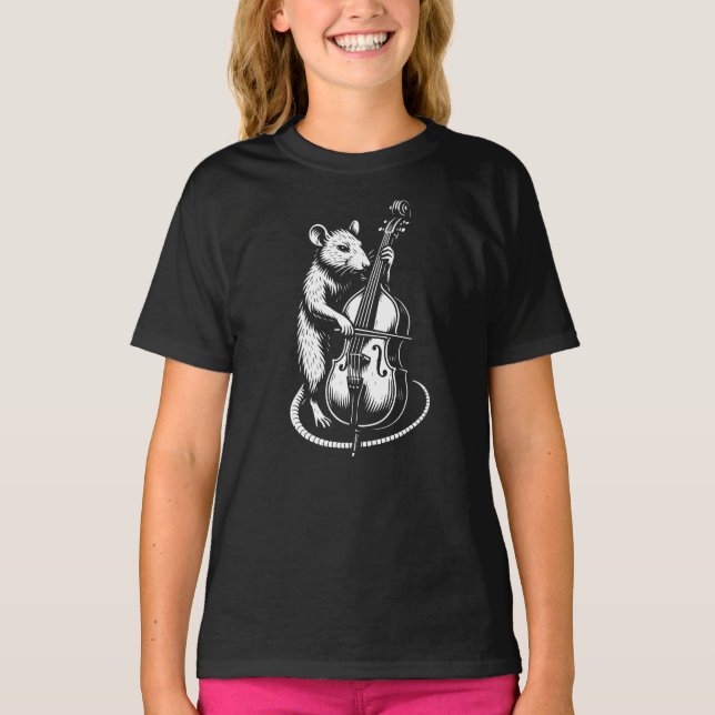 Camiseta Funny rat is playing the double bass (Anverso)