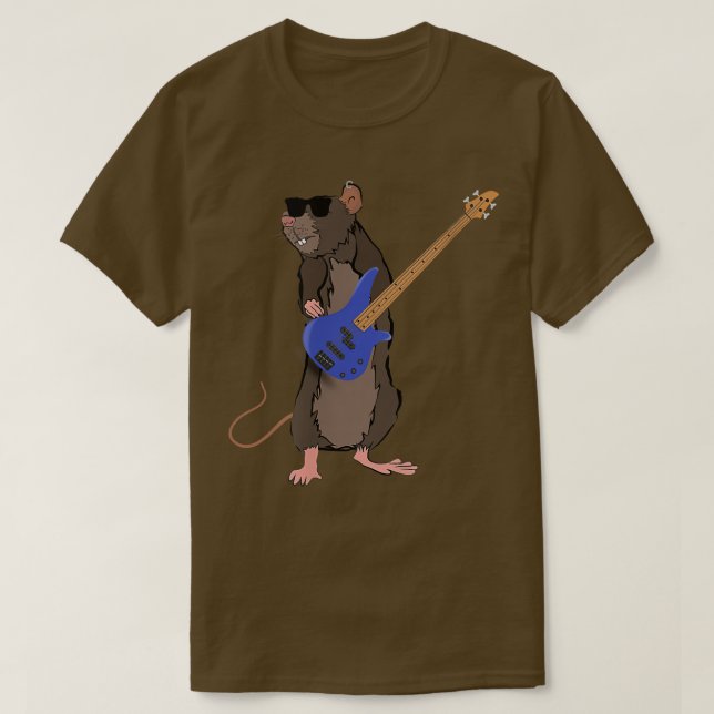 Camiseta Funny Rat Wearing Sunglasses Playing Bass Guitar 8 (Diseño del anverso)