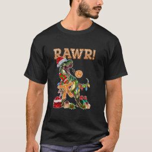 Camiseta Funny Rawr T Rex Dinosaur Santa Hat Navidades Ligh