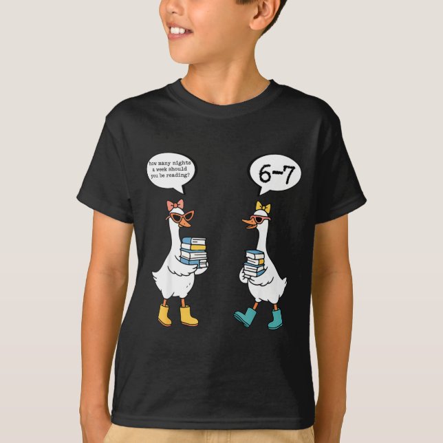 Camiseta Funny Reading 67 Six Seven Meme Goose Teacher Book (Anverso)