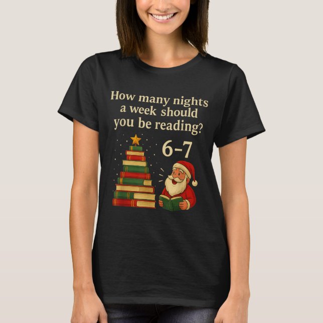 Camiseta Funny Reading Christmas Tree Book– Reading 6 7 Mem (Anverso)