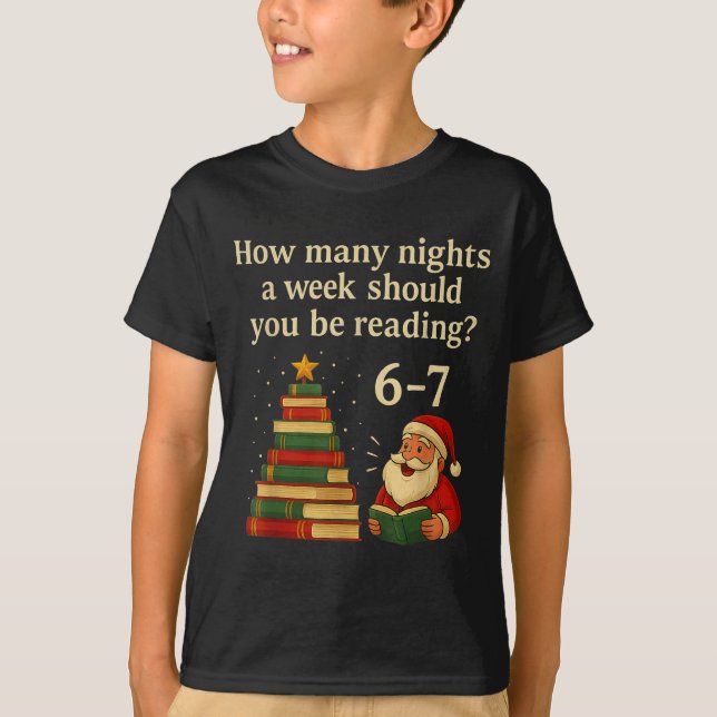 Camiseta Funny Reading Christmas Tree Book– Reading 6 7 Mem (Anverso)