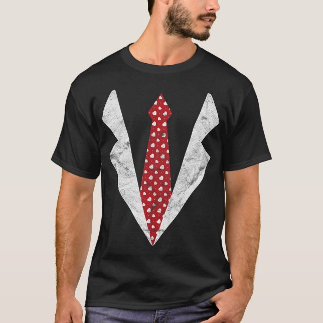 Camiseta Funny Red Heare Tie Con El Regalo De Vestido De Ve (Anverso)
