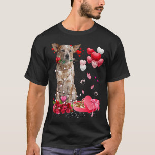 Camiseta Funny Red Heeler Rosa Corazón Feliz Día de San Val