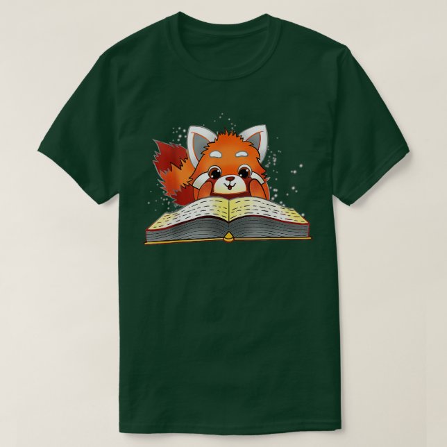 Camiseta Funny Red Panda Reading (Diseño del anverso)