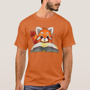 Camiseta Funny Red Panda Reading