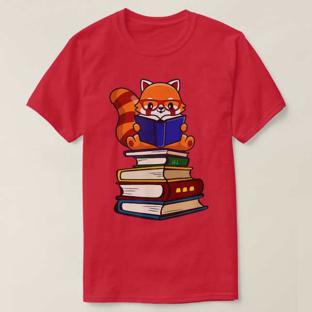 Camiseta Funny Red Panda Reading1 (Diseño del anverso)