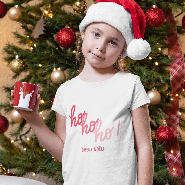 Camiseta Funny Red Pink Hohoho Joyeux Noel Typography (Subido por el creador)