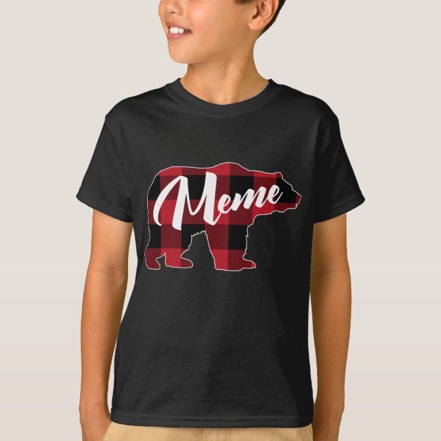 Camiseta Funny Red Plaid Buffalo Bear Appartal, Fun Meme Pa (Anverso)