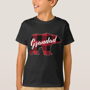 Camiseta Funny Red Plaid Buffalo Bear Appartal, Grandad Paj