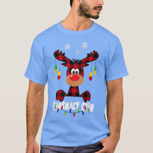 Camiseta Funny Red Plaid Reindeer Pharmacy Crew Navidades 