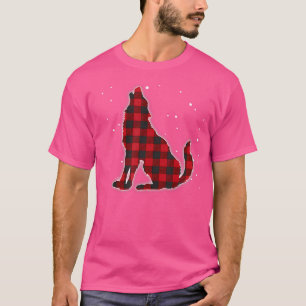 Camiseta Funny Red Plaid Wolf Howling Matando Buffalo Fami