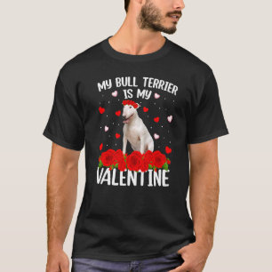 Camiseta Funny Red Rose Flor Corazón Toro Terrier Perro Val