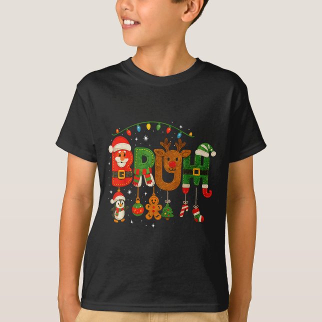 Camiseta Funny Red White And Bruh Boys Xmas Christmas Pajam (Anverso)