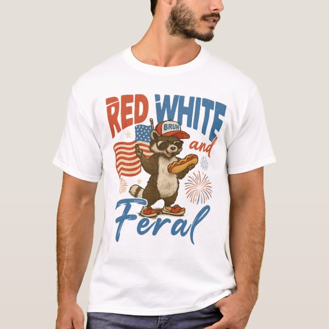 Camiseta funny red white and bruh shirt (Anverso)