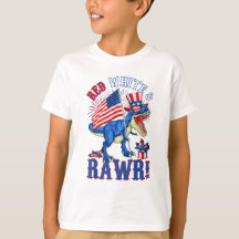 Funny Red White & Rawr T Rex USA Flag 4 De Julio