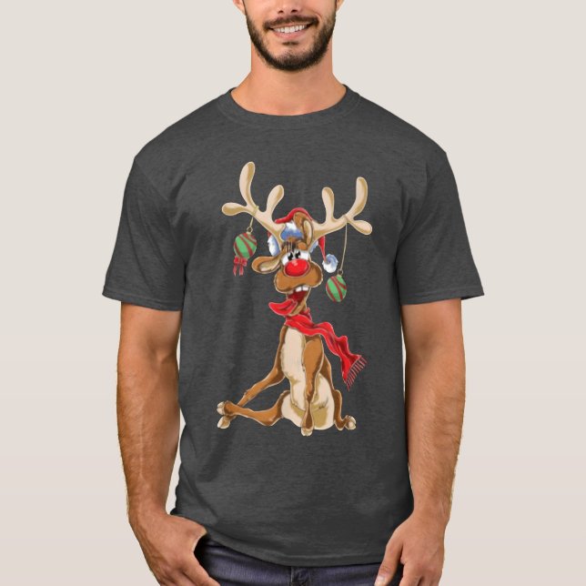 Camiseta Funny Rein Navidades Navidades Antlers (Anverso)