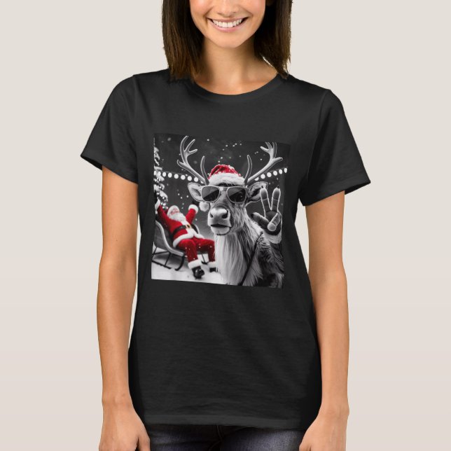 Camiseta Funny Reindeer Selfie Christmas  (Anverso)