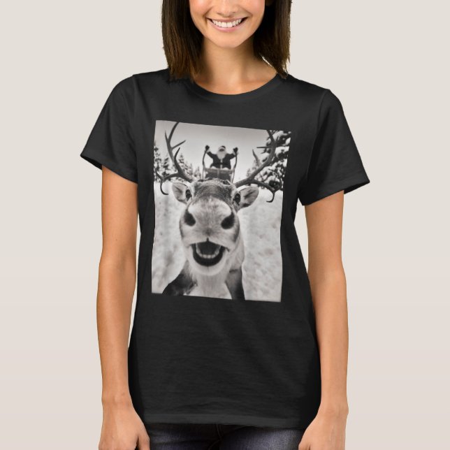 Camiseta Funny Reindeer Selfie Christmas Santa Funny Kids  (Anverso)