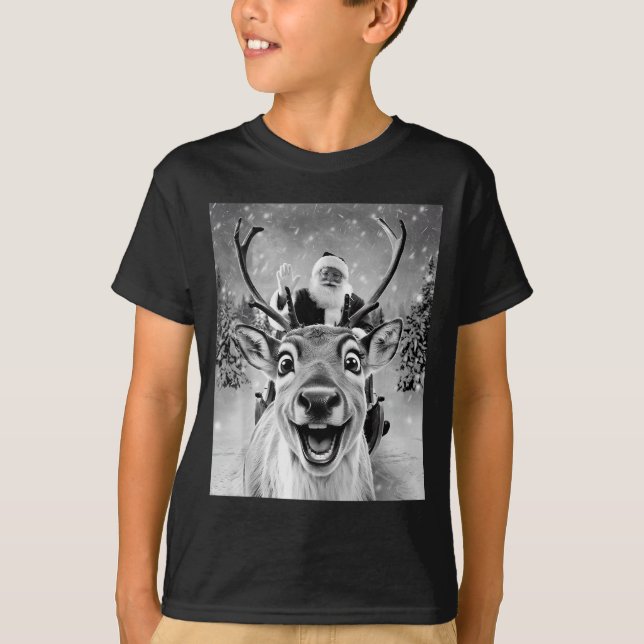 Camiseta Funny Reindeer Selfie Santa Christmas Men Women Ki (Anverso)
